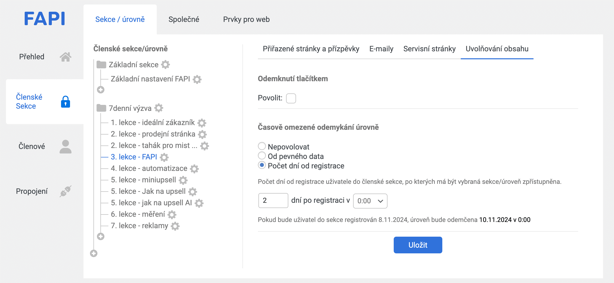 FAPI Member . postupné uvolňování členských úrovní